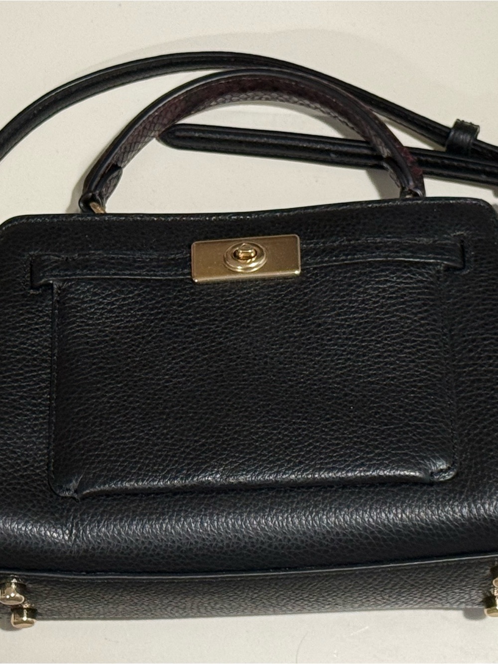 Coach Black Pebbled Leather Small Satchel with Gold-Tone Turnlock